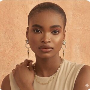 Gold Leopard Head Drop Earrings